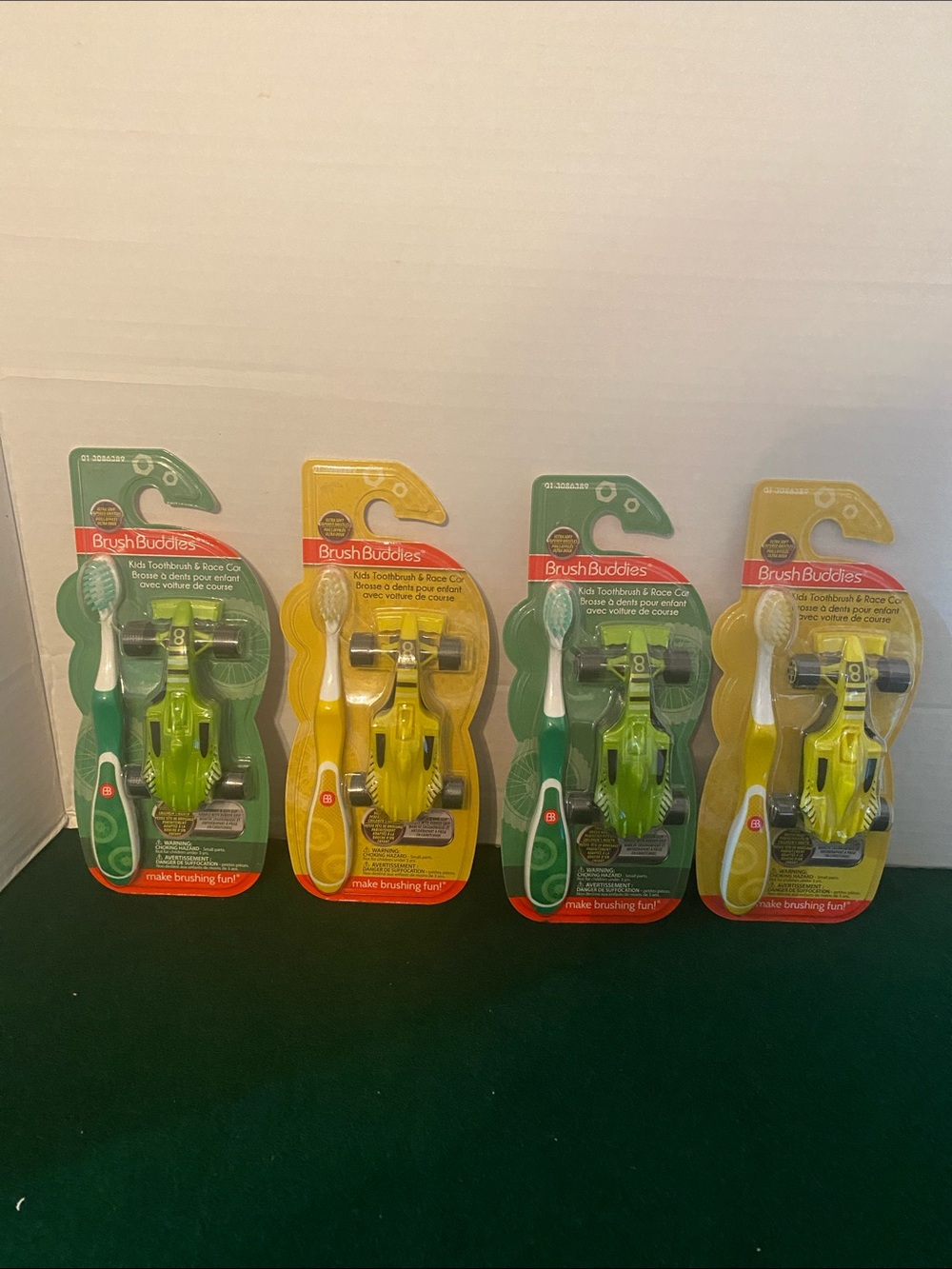 Brush Buddies Kids Green & Yellow Ultra Soft Bristles Toothbrush. 4ct